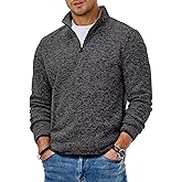 Dokotoo Men 2025 Quarter Zip Warm Fleece Sweater Pullover Fall Winter Thermal Casual Golf Sweaters with Pockets