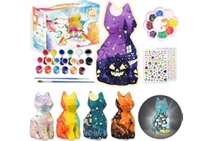 TARAXA Paint Your Own Cat Lamp Art Kits Painting Arts and Crafts Projects and Supplies Cool Cat Craft Set Toys DIY Art Night Light Bedroom Decor for Kids Halloween Gifts for Teen Girls and Boys Ages 4-12