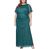 S.L. Fashions Womens Plus Size Formal Long Mother of The Bride Dress with Shoulder Embellishment and Front Slit