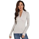 AmélieBoutik Women Deep V Neck Empire Waist Long Sleeve Knit WrapTop Sweater