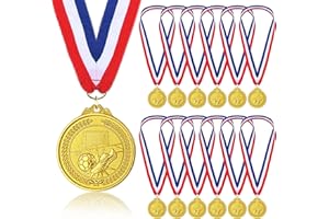 Donrime 12 Pieces Soccer Medals for Kids, Gold Metals Awards Medal for Kid’s Sports Soccer Games, Soccer Party Favors, 2 Inches