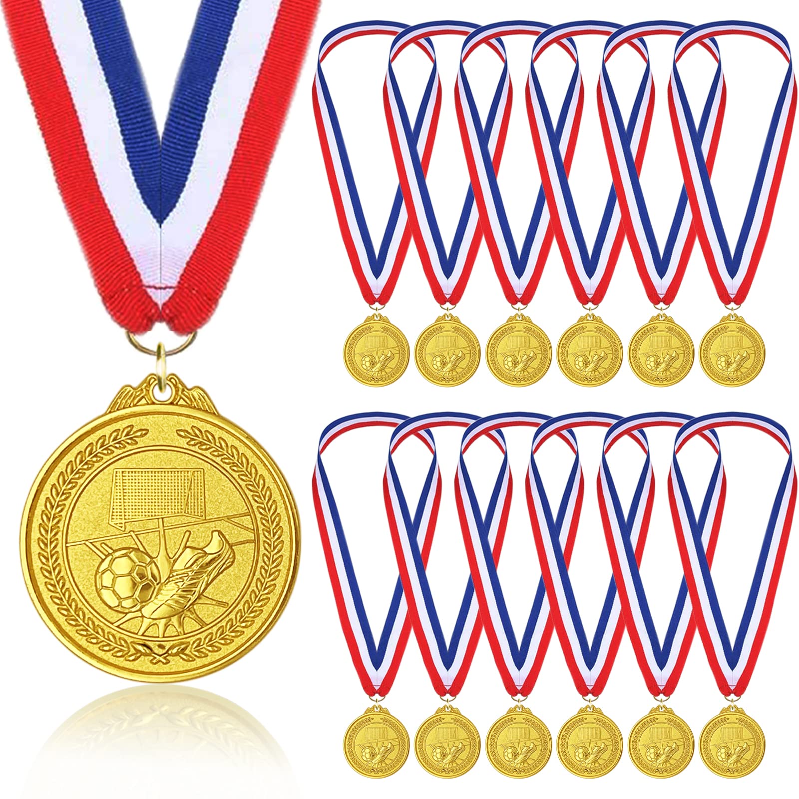 STHGDONA Gold Football Medals, 12-Pack of Metal Medals Awards for Tournaments, Team Sports & Athletic Recognition