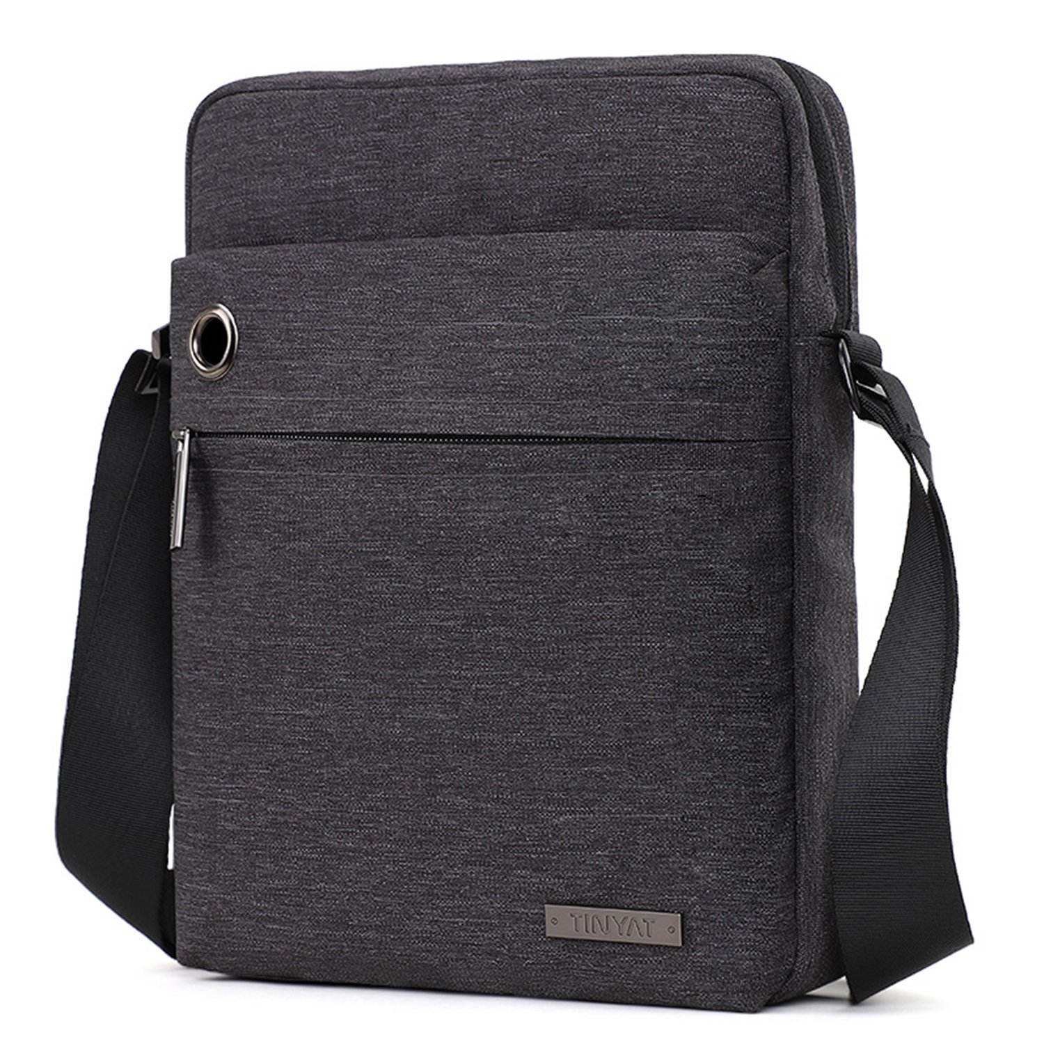 TINYAT Crossbody Bag for Men Waterproof Messenger Bag with 3 Pockets Men Shoulder Bag for Business（Grey）