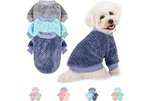 POMIU Dog Sweater, 3 Pack Dog Sweaters for Small Medium Dogs or Cat, Warm Soft Flannel Pet Clothes for Dogs Girl or Boy, Dog Shirt Coat Jacket (XX-Large, Grey+Navy+Sky Blue)