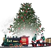 Christmas Train Set for Under The Tree with Lights, and Sounds - Holiday Train Around Christmas Tree w/Large Tracks | Electri
