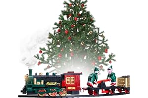ATLASONIX Christmas Train Sets for Around The Tree | Christmas Toy with Lights and Sounds - Holiday Train Around Christmas Tree with Large Tracks, Electric Train Set for Kids Ages 4-8