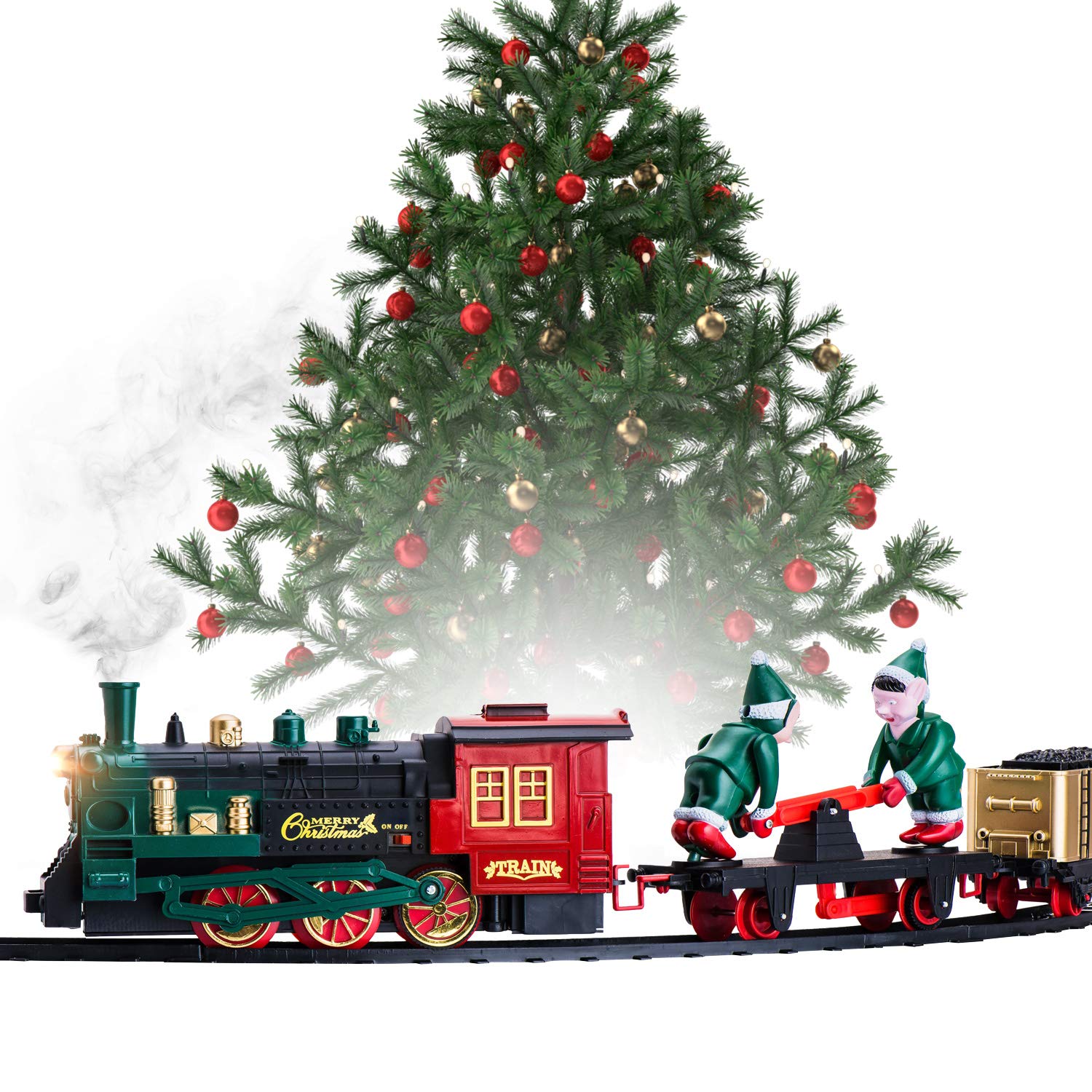 Photo 1 of Christmas Train Sets for Around The Tree | Christmas Toy with Lights and Sounds - Holiday Train Around Christmas Tree with Large Tracks, Electric Train Set for Kids Ages 4-8