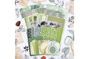 Diuhofart Scrapbooking Supplies Kit, Vintage Aesthetic Scrapbook Kits for Adults, Green Forest Botanical Collage Materials for Junk Journal Supplies, Scrap Booking, Journaling, Crafts Arts