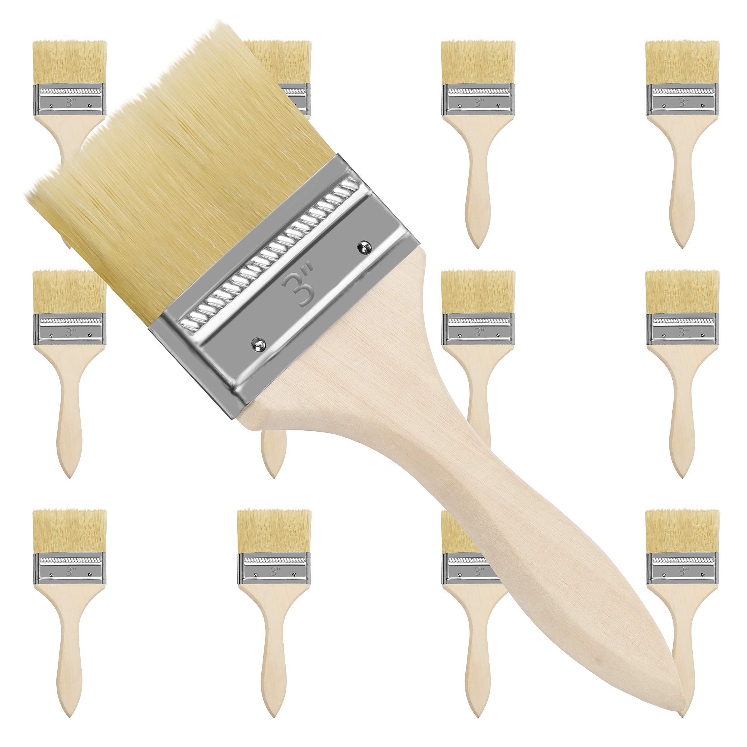 Kurtzy 12 Pack of Paint Brushes - Brush Head 76.2mm (3 inches) & Overall Brush Size 20cm (7.87 inches) - Suitable for Messy Jobs That Involve Chip Painting, Silicon, Gesso, Staining, Varnishes, Glues