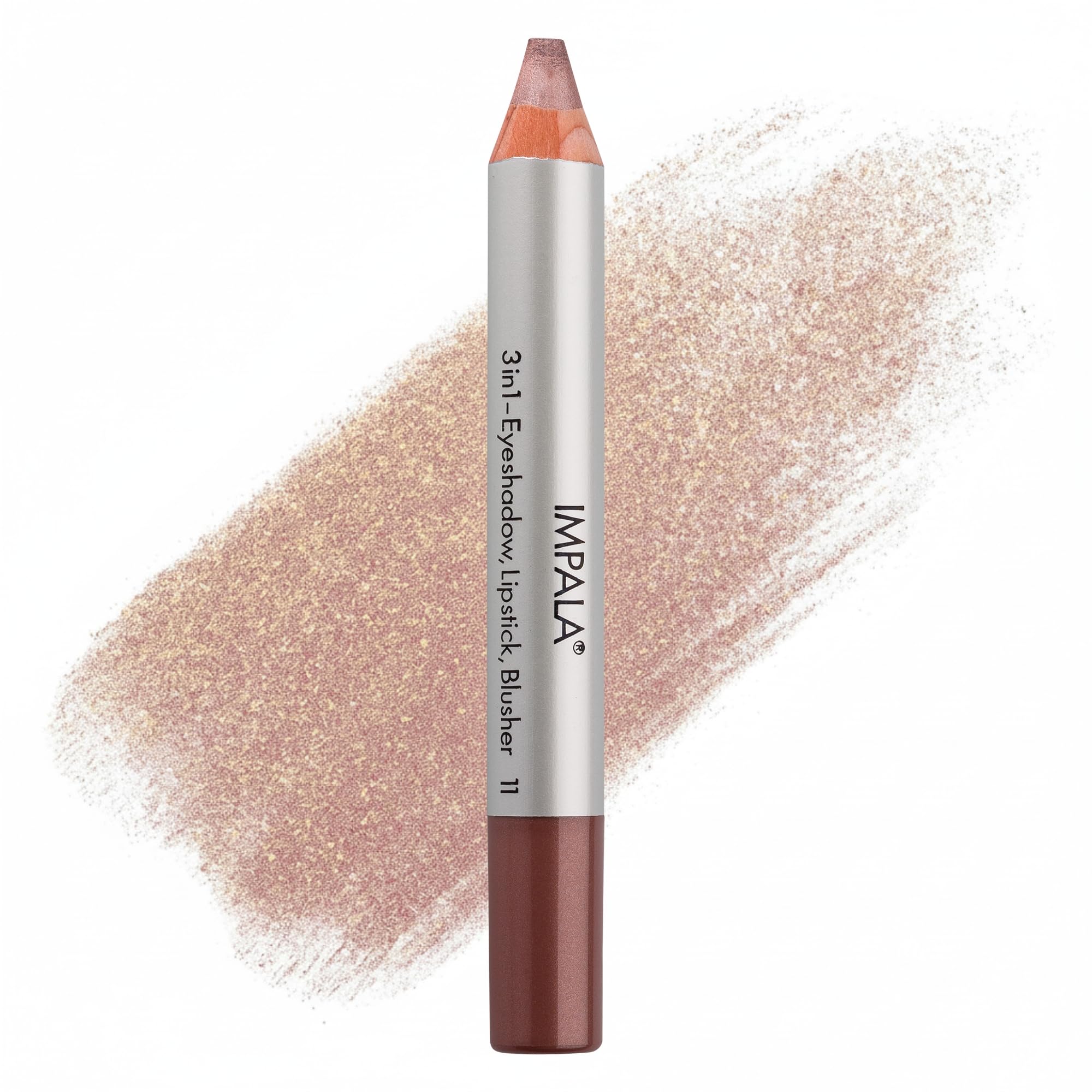 IMPALA | 3-in-1 Jumbo Pencil, Color 11 Metallic Brownish Red | Eyeshadow, Lipstick, and Blush | Perfect Blending | Soft and Long-Lasting Texture | Intense Colors | Easy to Apply