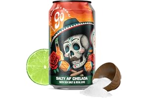 Go Brewing - Salty Lime AF Chelada Non Alcoholic Brew - Small Batch Brew w/Classic Ingredients - Low-Calorie,Low Gluten Craft NA Beer - Light,Crisp & Refreshing Lime Full Flavor Beer (12 Oz, 12 Cans)