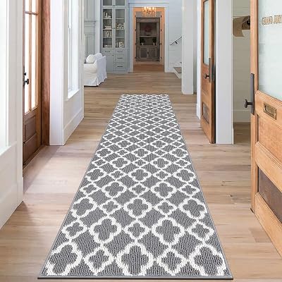 SHACOS Extra Long Hallway Runner Rug 60x300 cm Non Slip Grey