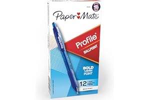 Paper Mate Profile Retractable Ballpoint Pens, Bold Point (1.4mm), Blue, 12 Count