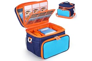 JAFFZORA Carrying Case Compatible with Yoto Player 3rd Generation, Travel Storage Bag Holds 30 Cards for Audio Speaker & Headphone Accessories, Card Holder with Adjustable Strap for Kids, Blue (Case Only)
