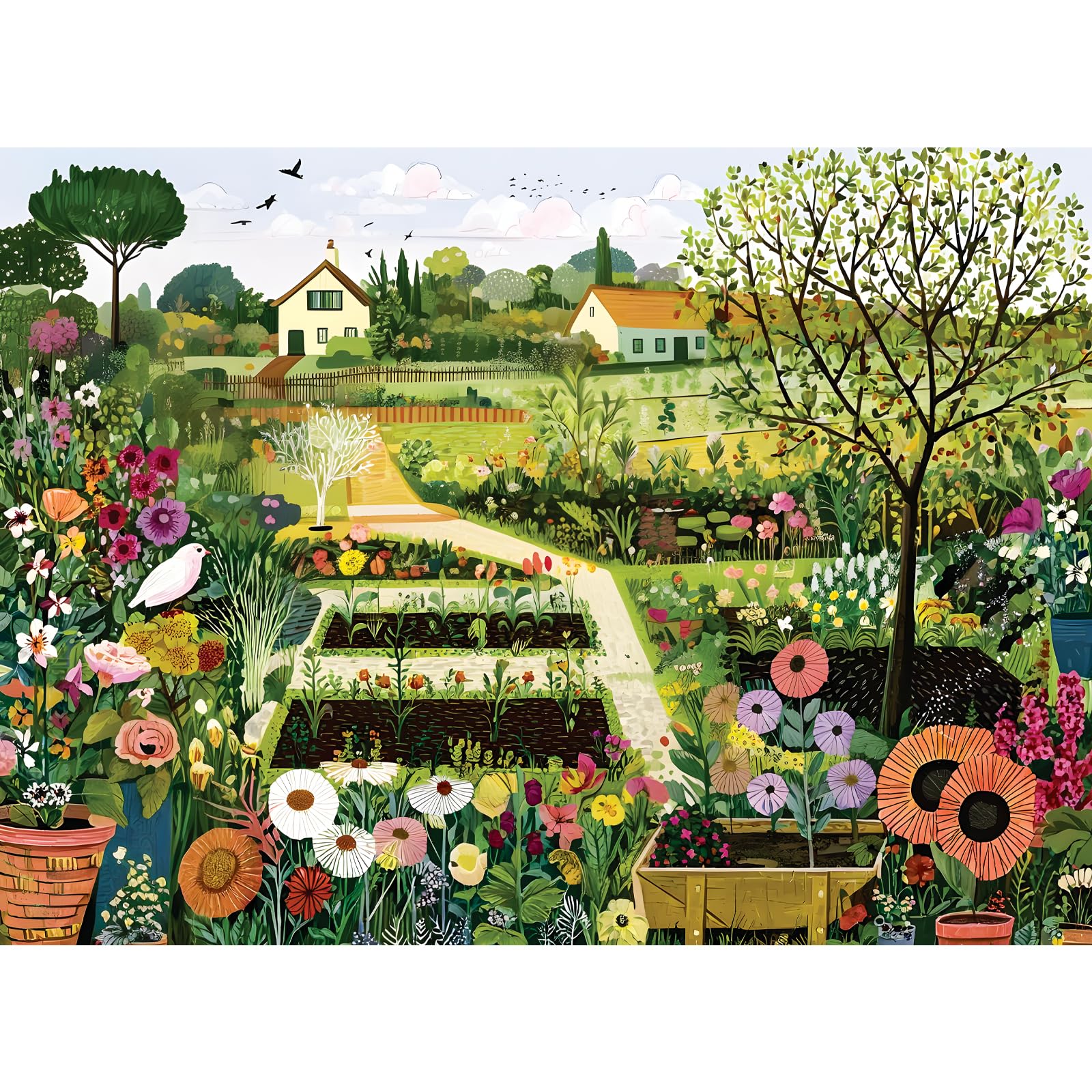 Photo 1 of **MISSING PARTS/check clerk comments**300 Piece Puzzles for Adults, Vibrant Flower Garden and Vegetable Patch Jigsaw Puzzles, Cottage Farm Scene Puzzle with Countryside Charm, Relaxing Gift for or Adults, Kids, Seniors, 20.5"x15"
