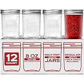 FORJARS&reg; Premium Mason Jars with Lids &ndash; 8oz | Regular Mouth Canning Jars | 12-Pack Glass Jars for Jam, Jelly, Honey, Spices, Pickling, Food Storage, Freezer Safe, Airtight Bulk Set