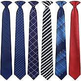ONESING 6 Pcs Clip on Ties for Men 20 Inch Mens Clip on Tie Plaid Striped Dots Pre Tied Necktie for Office School Party