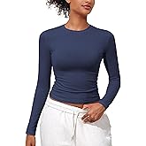 PrettyGuide Women's Cotton Jersey Long Sleeve Shirts Tight Fit Crewneck Crop Tops Basic Fall Going Out Y2K Tops