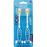 OOAK Kids Toothbrush, Tapered V++Max Bristles, Happy Face, Blue, 2 Count