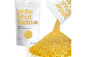 Hemway Glitter Grout Additive - Gold | 100g Metallic Flakes for Adding Sparkle to Old & New Kitchen & Bathroom Tiles | Enhance Your Indoor Grouting Projects with a Durable Sparkly Effect