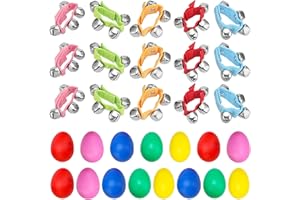 MUKLEI 30 Packs Shaker Musical Instruments, 15 Packs Plastic Egg Shakers and 15 Packs Wrist Band Jingle Bells, Jingle Bells I