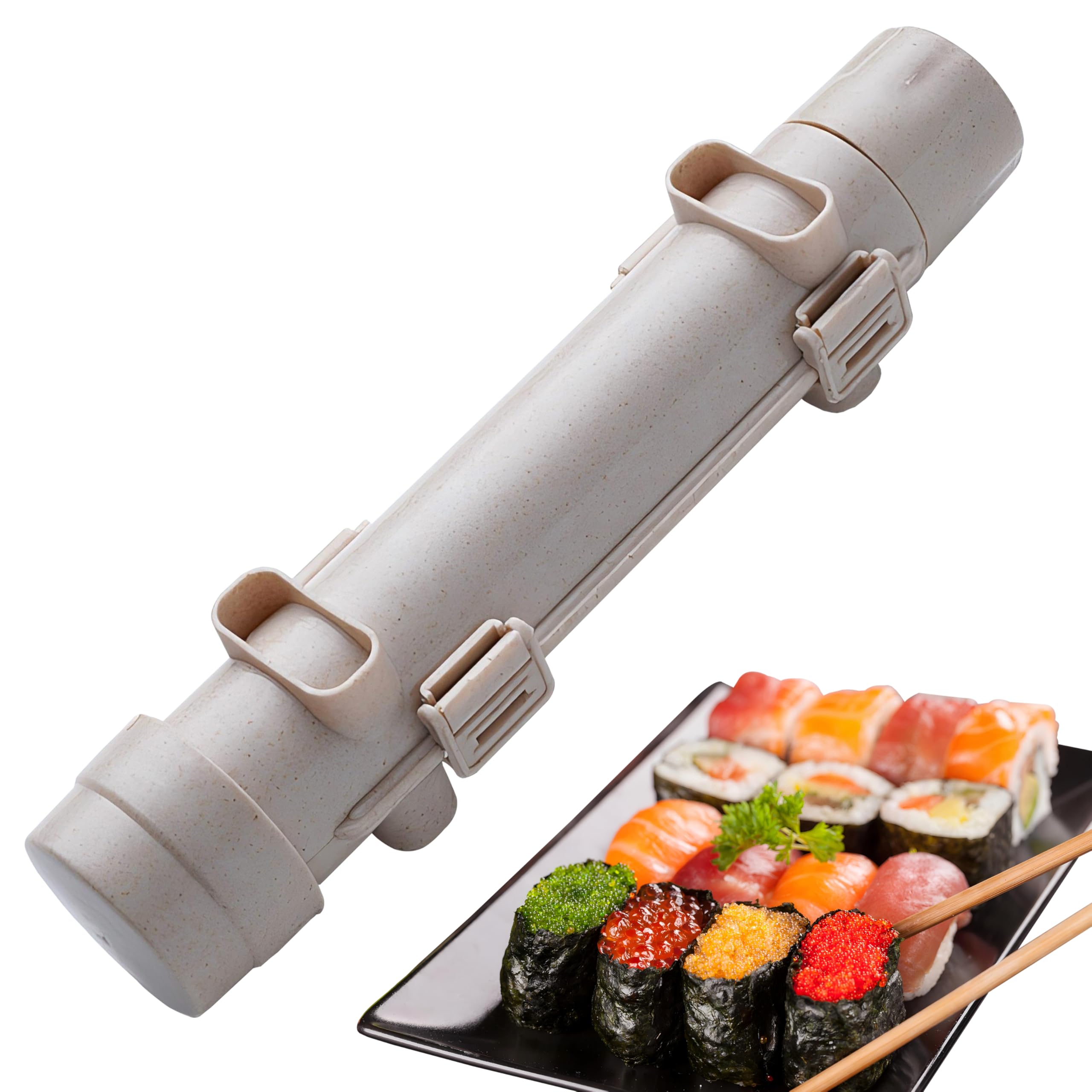 Photo 1 of Sushi Maker,Food Grade Sushi Bazooka,Sushi Molds,Perfect for Crafting Sushi Roller with Rice,Vegetables,and Meat.Ideal DIY Sushi Tool Set for Beginners and Enthusiasts (Beige)
