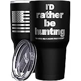 We The People Holsters - I'd Rather Be Hunting - Hunting Travel Mug - American Flag Coffee Travel Mug - Hunter Tumbler - Double Insulated Tumbler - 30 oz