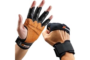 SueStar Weight Lifting Gloves, Heavy Duty Cowhide Palm Workout Gloves with Wrist Wraps Support, Full Palm Protection & Silico