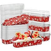 50 Pcs Valentine Mini Loaf Pans With Lids, 6.8oz Rectangle Aluminum Foil Baking Cups Muffin Tins Disposable Mini Cake Pans for Wedding Party Decoration Supplies