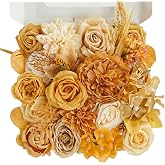 Artificial Flowers Fall Decor Fake Flower Combo Box Set, 29 Stems | Wheat Gold Autumn Decorations for DIY Home Peonies Arrangement for Boho Rustic Wedding Silk Rose for Tables Centerpieces
