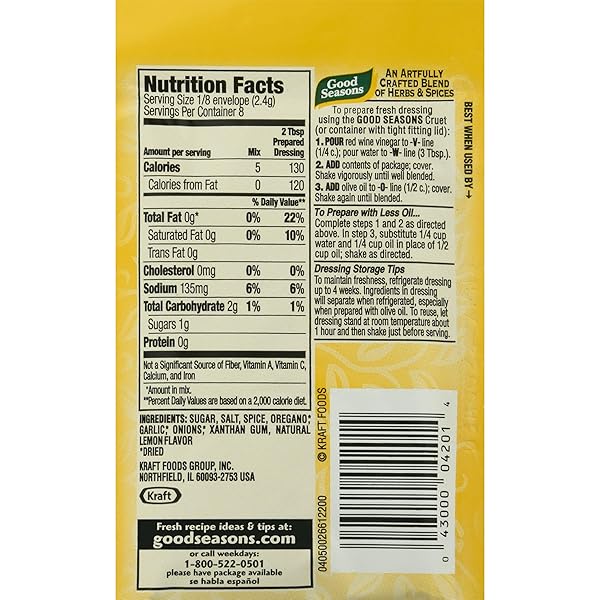 GREEK DRESSING & RECIPE MIX (PACK OF 4) .7 OZ PACKETS
