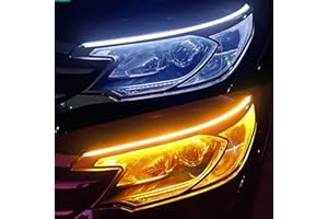 Vilihkc 2pcs LED DRL Car Daytime Running Light Flexible Waterproof Strip Auto Headlights White Turn Signal Yellow Brake Flow 