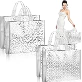 Sweetude 4 Pcs Extra Large Wedding Gift Bag 20 x 16 Inch Silver Giant Reusable Jumbo Non Woven Fabric Gift Bag with Handles for Birthday, Wedding, Bridal Shower, Baby Shower or Any Occasion