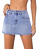 Jumppmile Womens Mini Denim Skirt Mid Waist Mini