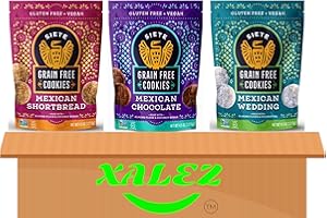 SIETE Grain Free Mexican Cookies 3 Flavor Variety - (1) Chocolate, (1) Shortbread, (1) Wedding (4.5 Ounces) + XALEZ TM Gift Box