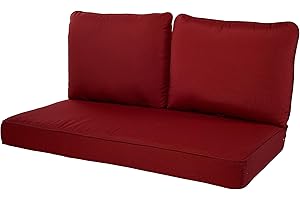 Quality Outdoor Living All Weather Deep Seating Patio Loveseat Seat and Back Cushion Set, 46-Inch by 26-Inch, Red