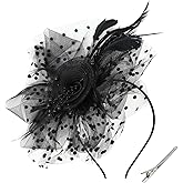 Fascinators Hats for Women Tea Party Flower Pearl Feather Wedding Fascinator Hat Derby Hats for Women Girls