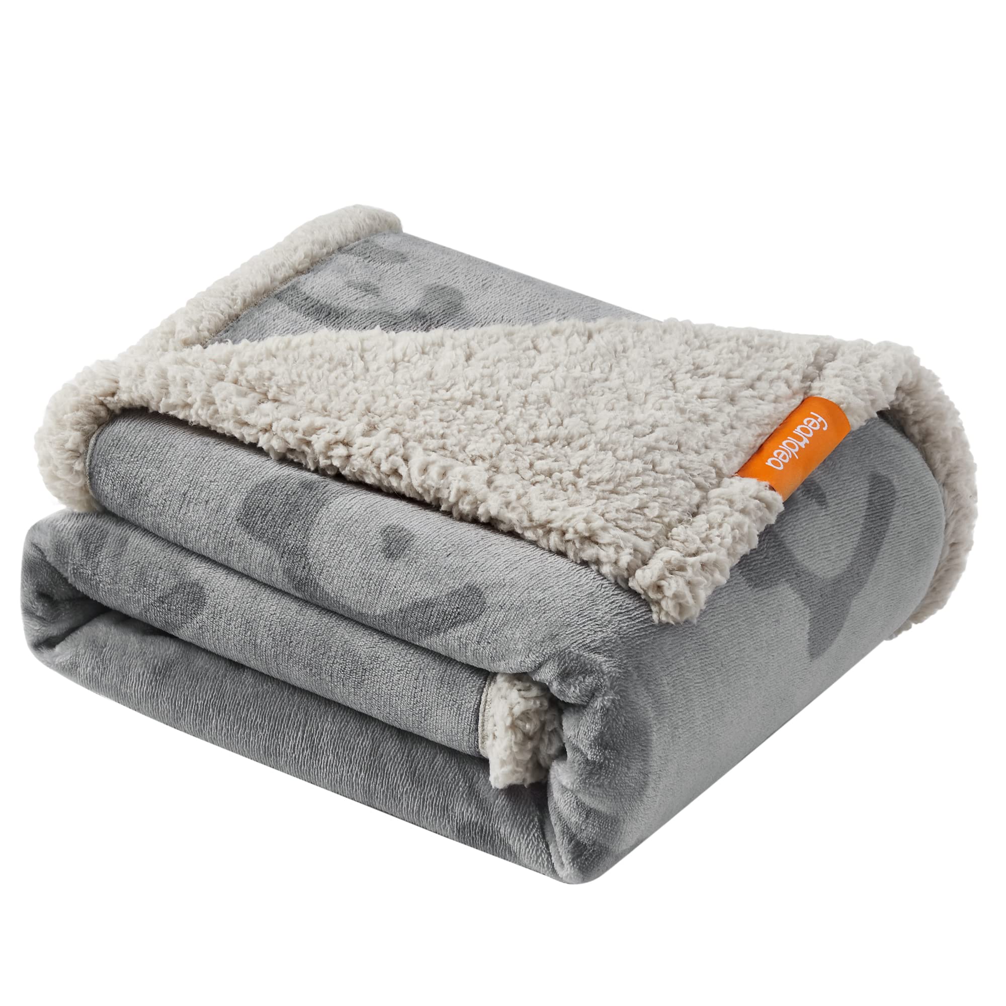 Feandrea Waterproof Dog Blanket, Sherpa Fleece Pet Blanket for Small and Medium Dogs, Cats, 127 x 101 cm, L, Machine Washable, Reversible Dog Couch Cover Protector, Grey PPB050G01