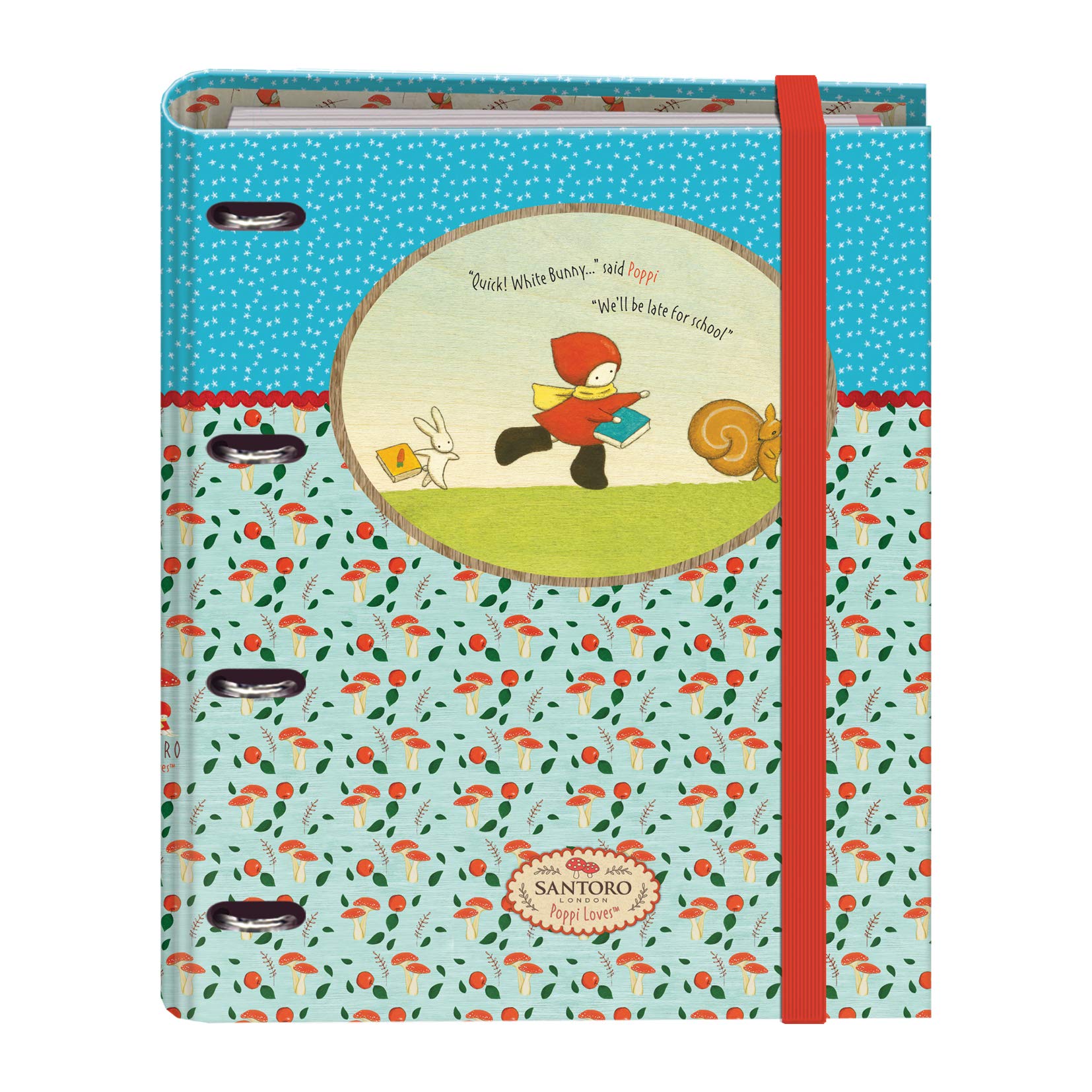 Santoro Poppi Loves Catch Me Folder with Elastic 4 Rings 35 mm