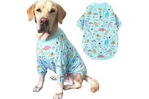 PriPre Dog T Shirts Dinosaur Pattern, Rainbow, Unicorn Dog Clothes for Large Medium Small Dogs Breathable Stretchy Cotton Clothes Dog Pajamas(XXL,Dinosaur Unicorn)