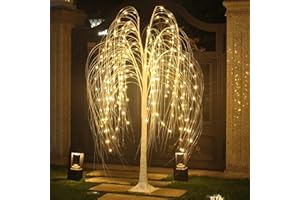 Fanshunlite Lighted Willow Tree, 5FT 216 LED Weeping Willow Tree with Warm White Fairy Lights for Outdoor Indoor Decor, Twig Tree Wedding Festival Home Garden Party Decoration