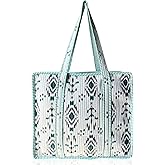 Third Eye Export 100% Cotton Quilted Tote Bag 18x16– Large Zipper Beach Bag & Travel Bag Green Purse Reusable Grocery Bags