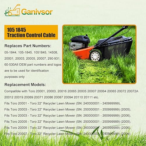 Ganivsor 105-1845 Lawnmower Traction Drive Control Cable for 22