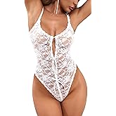 Kolagri Women One Piece Lingerie Deep V Teddy Lace Bodysuit See Through Underwear S-XXL