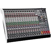 MIZISNR 16 Channel Audio Mixer Professional Sound Mixing Board with 99 DSP Effects, 7-band EQ Digital DJ Mixer Console w/USB Bluetooth MP3 for Recording, Independent 48V Power & Mute Button