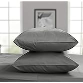 Threadmill Luxury King Size Pillow Cases 2 Piece Set | 800 Thread Count Sateen Weave | 100% Cotton Pillow Covers | Extra Long Staple Cotton | Comfortable Dark Grey Cases