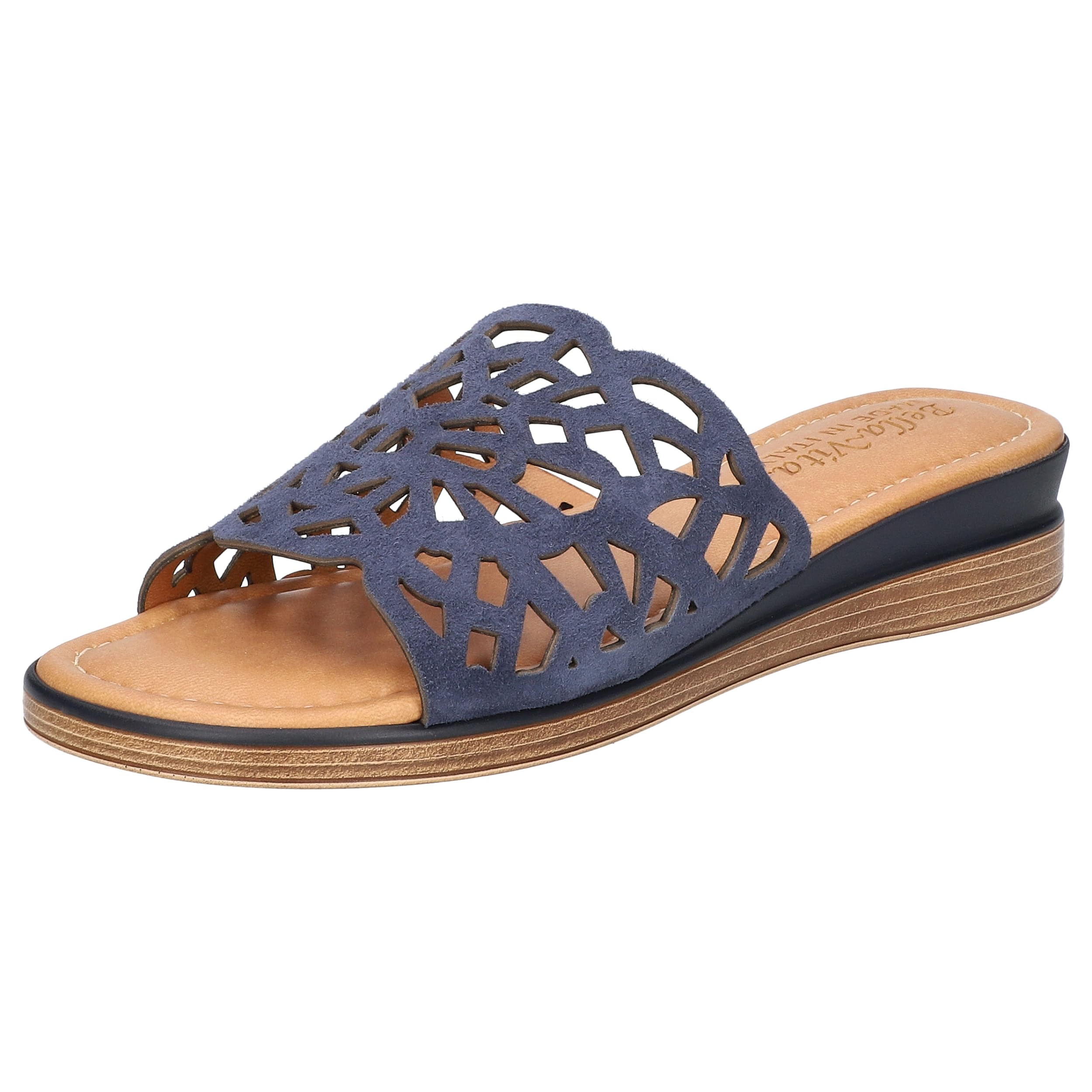 Bella Vita Made in Italy Women’s Cas-Italy Wedge Sandal, Navy Kidsuede Italian Leather, 8.5 Wide
