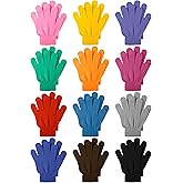 Cooraby 12 Pairs Kids Warm Magic Gloves Teens Winter Stretchy Knit Gloves Boys Girls Knit Gloves