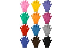 Cooraby 12 Pairs Kids Warm Magic Gloves Teens Winter Stretchy Knit Gloves Boys Girls Knit Gloves