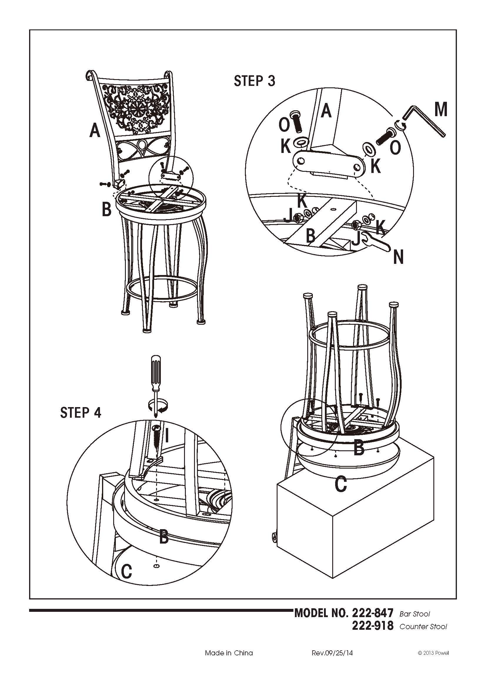 Powell Furniture Bronze with Muted Copper Stamped Back Bar Stool, 30Inch